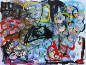 Paul Hartel, Ireland, Girl With Flowers, 2018, mixed media on canvas, 76 x 102 cm