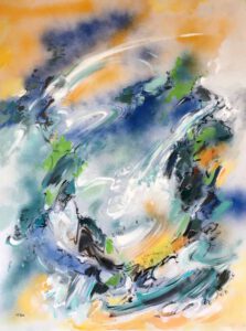 Wendy Yeo, United Kingdom, Mountain Stream, 2020, acrylic on canvas, 76 x 101 cm