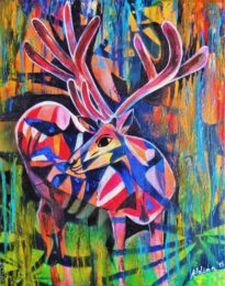 Aldina H Beganovic, Italy/BiH, Deer, 2015, acrylic on canvas, 40 x 50 cm