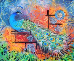 Aldina H Beganovic, Italy / Bosnia Herzegovina, Peacock, 2015, acrylic on canvas, 50 x 60 cm