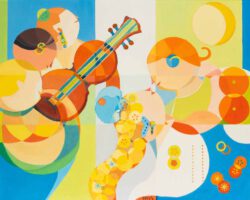 Annemarie Ambrosoli, Italy, Burning Violin, 2020, oil on canvas, 80 x 100 cm