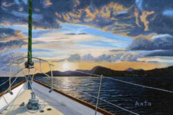 Antonine (Anto) Rodier, Canada, Caribbean At Sunset, 2012, oil on canvas, 102 x 152 cm