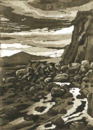 Gerhardt Gallagher, Ireland, Western Evening, 2020, aquatint etching, 40 x 20 cm