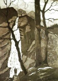 Gerhardt Gallagher, Ireland, Waterfall, 2019, aquatint etching, 20 x 25 cm
