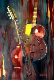 Horst Wolf, USA, Two Guitars, 2014, watercolor, 57 x 76 cm