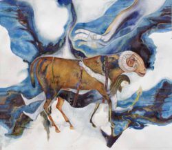 Lydia Loudovikou, Greece, Exit, 2021, tempera on canvas, 110 x 130 cm