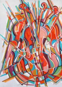 Mel Delija, Canada, Violin Variation XXV, 2021, oil on board, 76 x 61 cm