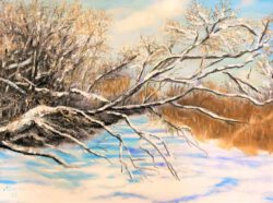 Nora Komoroczki, Hungary, Winter Snapshot, 2021, oil on canvas, 60 x 80 cm