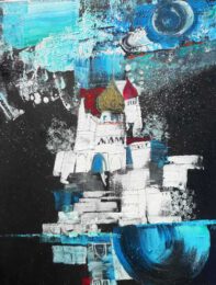 Ursula Müri, Switzerland, Zauberflöte: Schloss der Königin der Nacht, 2019, Mischtechnik auf Canvas, 40 x 50 cm