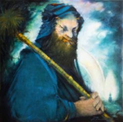 Vardan Ghumashyan, Armenia, Robinson Crusoe, 2022, oil canvas, 70 x 70 cm