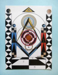 Ferenc Sebök, Belgium, Sacred Geometry, 2018, ink on cardboard, 22 x 16 cm