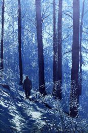 Katharina Bossmann, USA, Waldspaziergang (Walk In The Woods), 2019, reduction woodcut, 112 x 76 cm
