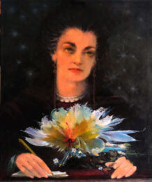 Vardan Ghumashyan, Armenia, Life in a Flower - Portrait Of Sister, 2022, oil canvas linen, 70 x 60 cm