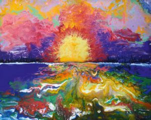 Aldina H Beganovic,, Italy, Sunset, 2018, fluid art on canvas, 40 x 50 cm