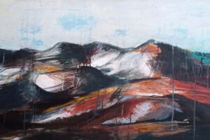 Birgit Marini, Italy, Spanien – Sierra hautnah, 2018, acrylic on wood panel, 60 x 83 cm