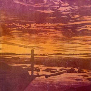 Maki Nagumo, Japan, The Cape On That Day II, linocut, 2023, 20 x 29,5 cm