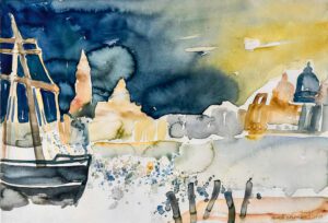 Maria Gruber, Austria, Venice, 1988, Aquarell, 32 x 45 cm