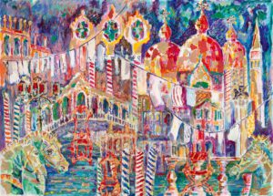 Peter Stilton, USA, Venetian Poem, 1995, mixed media and acrylic and oil and pastel on paper, 91 x 130 cm