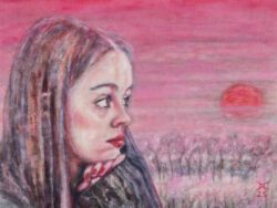 Aga Cela, Netherlands, Hanami, 2025, oil on canvas, 40 x 50 cm