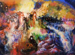 Aldina H Beganovic, Italy, Exodus, 2018, fluid acrylic and acrylic on paper, 24 x 34 cm