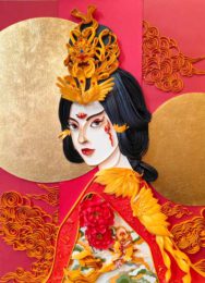 Celine Chan Hongkong, Shine Together With The Sun And Moon, 2025, paper quilling artwork, 56 x 76 x 9 cm