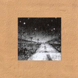 Eleanora Hofer, South Africa, Sandveld Memories 2, 2025, charcoal drawing / sand and acryl collage, 20 x 20 cm