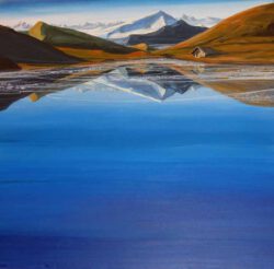 Elisabeth Wimmer-Röck, Austria, Bergsee, 2023, Acryl / LW, 120 x 120 cm