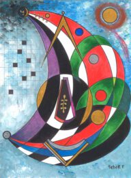 Ferenc Sebök, Belgium, Infini, 2021, acrylic on cardboard, 40 x 30 cm