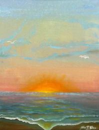 Galina Volkova, USA, Sunset, 2024, oil on canvas, 19 x 23 cm