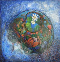 Gro Heining, Norway, Into The Light, 2024, acrylic on canvas, 40 x 40 cm