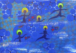 Jani Jan J., Austria, Sky Dancer, 2017, mixed media on canvas, 47 x 33,5 cm