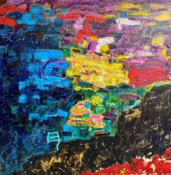 Jarben Wang, Taiwan, Night Of Mountain, 2025, encaustic on canvas,90 x 90 cm