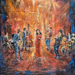 Joke Bennis, The Netherlands, All That Jazz, 2023, acrylic on canvas, 100 x 100 cm