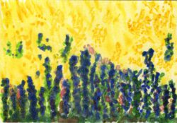 Katharina Bossmann, USA, Unterwegs am Straßenrand I, 2024, watercolor monoprint, 10,5 x 15 cm