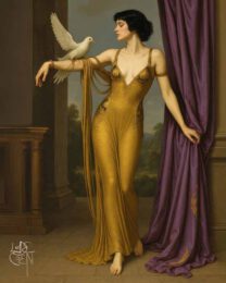 Lode Coen 2 Belgium, Lady & Pigeon, 2025, digital art, 56 x 70 cm