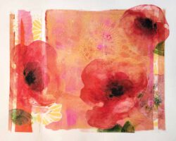 Maria Gedroc 2 USA, Aphrodites Poppies, 2023, mixed media painting, 20 x 16 cm