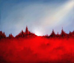 María Isabel de Lince, Colombia, Help From Space 2024, oil on linen, 85 x 100 cm