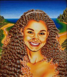 Martin De Saint Muerell 1 Austria, She, 2022, Öl auf Leinwand auf Holz, 42 x 48 cm