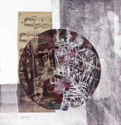 Masha Orlovich 2 Israel, Transparent City, 2018, etching, mixed media, 48 x 47 cm