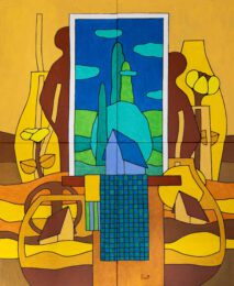 Michel Marant 2 France, Vases Aux Fleurs Bleues, 2024, acrylique, 122 x 100 cm