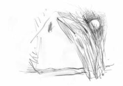 Renate Merzinger-Pleba 2 Austria, Moon Caught In A Tree, 2022, pencil on paper, 59 x 42 cm