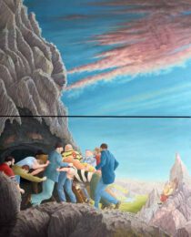 Robert Ram, Netherlands, The Fight, Landscape, 2024, oil on panel, 100 x 80 cm