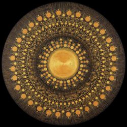 Sonia Parchet 1 Switzerland, Oriental Sun, 2023, Acryl auf Leinwand, 80 cm rund