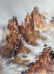 Sylviane Leblond, France, The Fall, 2022, chinese calligraphic painting on paper, 60 x 50 cm