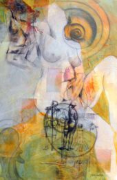 Toni Carlton, USA, Evolution, 2008, acrylic, graphite, ink, transfer images, mixed media painting on canvas, 91,44 x 60,96 cm