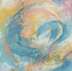 Toni Carlton 1 USA, Love is The Answer, 2024, oil and cold wax, 46 x 46 cm