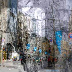 Vicky Tsalamata 3 Greece, from the series Utopian Cities, 2007-2011, mixed media lithography print, 95 x 95 cm