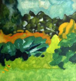 Weronika Raczynska 2 Poland, Rhythm Of Flora, 2000, oil on wooden hardboard, 42 x 40 cm