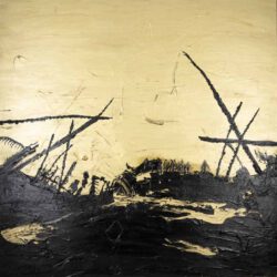 Rita Madelaine Loewenthal 1 Switzerland, From The City To The Country, 2023 / 2024, oil chalk, acrylic, 24K gold on canvas, 240 x160 cm